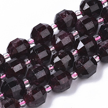 Honeyhandy Natural Garnet Beads Strands, Round, Faceted, 7.5x8mm, Hole: 1.2mm, about 18~20pcs/strand, 7.48 inch(19cm)