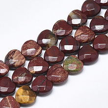 Honeyhandy Natural Red Rainbow Jasper Beads Strands, Faceted, Heart, 10x10x5mm, Hole: 1.2mm, about 20pcs/strand, 7.4 inch