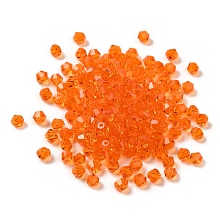 Transparent Glass Beads, Faceted, Bicone, Tomato, 3.5x3.5x3mm, Hole: 0.8mm, 720pcs/bag.