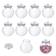 CHGCRAFT 10Pcs Mini Clear Glass Globe Bottles Glass Dome Cover Vial Pendant Charms with 10Pcs Silver Tone Brass Covers for Earring Pendant Jewelry Making, 2.5x3.1cm