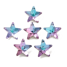 Honeyhandy Electroplate Glass Pendants, Back Plated, Faceted, Star Charms, Plum, 19x20x9.5mm, Hole: 1.2mm