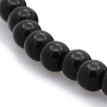 Honeyhandy Round Glass Beads Strands, Black, 4mm, Hole: 1mm, about 105pcs/strand, 15.7 inch