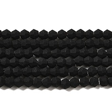 Honeyhandy Imitate Austrian Crystal Frosted Glass Beads Strands, Grade AA, Faceted Bicone, Black, 4.5x3.5~4mm, Hole: 1mm, about 82~85pcs/strand, 30.5~31cm