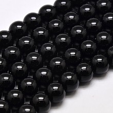 Honeyhandy Imitate Austrian Crystal Glass Round Bead Strands, Grade AA, Black, 10mm, Hole: 1mm, about 40pcs/strand, 15 inch(38cm)