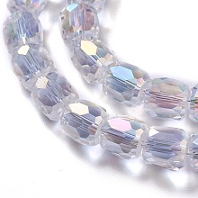 Honeyhandy AB Color Plated Glass Beads, Faceted Barrel, Clear AB, 10x10mm, Hole: 1mm