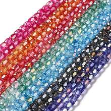 Honeyhandy Electroplate Transparent Glass Beads Strand, AB Color Plated, Faceted, Column, Mixed Color, 8.5x8mm, Hole: 1.2mm, about 59~60pcs/strand, 19.29~19.69 inch(49~50cm)