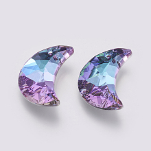 Honeyhandy K9 Glass Rhinestone Pendants, Imitation Austrian Crystal, Faceted, Moon, Violet, 30x19.5~20x8~9mm, Hole: 1.6mm