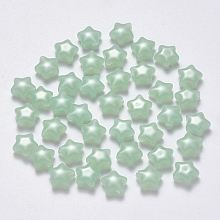 Arricraft Imitation Jade Glass Beads, Star, Light Green, 8x8.5x4mm, Hole: 1mm