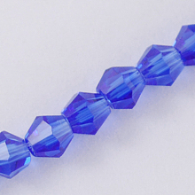 Honeyhandy Imitation Austrian Crystal 5301 Bicone Beads, Faceted Glass Beads Strands, Blue, 3x3~3.5mm, Hole: 0.5mm, about 125~130pcs/strand, 15.5 inch