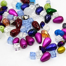 Honeyhandy Mixed Glass Loose Beads, Mixed Color, 3~10.5x3~10.5x2~10.5mm, Hole: 1mm