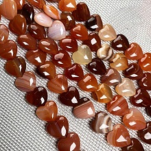 Honeyhandy Natural Red Agate Beads Strands, Heart, 10x10mm, about 38pcs/strand