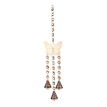 Honeyhandy Butterfly Hanging Crystal Chandelier Pendant, with Prisms Hanging Balls, for Home Window Lighting Decoration, Champagne Gold, 400mm