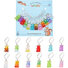 NBEADS 12 Pcs Bear Stitch Markers, 12 Colors Resin Gummy Bear Crochet Stitch Marker Charms Locking Stitch Marker DIY Handmade Gift for Knitting Weaving Sewing Accessories Quilting Handmade Jewelry