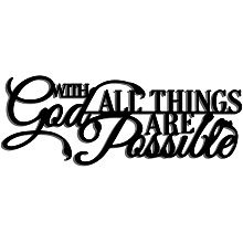 Arricraft Metal Wall Art Black Metal Wall Decor All Things are Possible Text Sign Hanging Elements for Bedroom Living Room Bathroom House Wall Decoration About 11.8x8.7inch