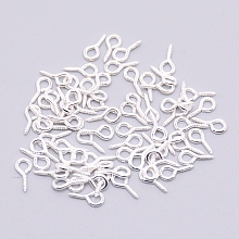 Honeyhandy Iron Screw Eye Pin Peg Bails, for Half Drilled Beads, Silver, 10x5x1.5mm, Hole: 2.3mm, Pin: 1.4mm