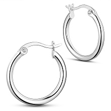 SHEGRACE 925 Sterling Silver Hoop Earrings, Platinum, 18x2mm