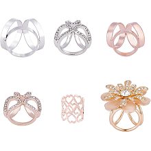 CHGCRAFT 6Pcs 6Styles Fashion Scarf Ring Buckle Flower Fashion Scarf Ring Buckle Modern Simple Triple Slide Jewelry Silk Scarf Clasp Clips Clothing Wrap Holder for Women Lady Girls