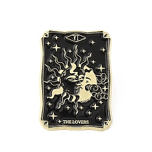 Honeyhandy Alloy Brooch, Enamel Pins, Light Gold, Tarot Card Badges, The Lovers, Black, 30.5x21.5x1.5mm