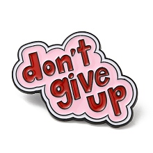 Honeyhandy Alloy Enamel Pins, Word Don't Give Up Brooches, Electrophoresis Black, FireBrick, 29.5x33x1.5mm