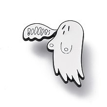 Honeyhandy Halloween Ghost Enamel Pin, Electrophoresis Black Alloy Brooch for Backpack Clothes, White, 34x31x1.6mm