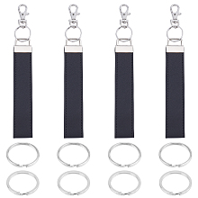 BENECREAT 4 Pack Leather Car Keychain Leather Wristlet Keychain Black Multifunctional Car Home Keychain Universal Heavy Duty Key Fob with Detachable Key Rings for Keys Holder