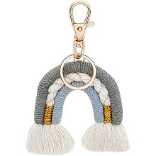 WADORN Tassel Rainbow Keychains, Boho Weaving Rainbow Tassel Keyring Rainbow Tassel Charm Macrame Keychain Bag Wallet Purse Decoration Charm for Women Handbag Key Holder Pendant Accessories, Green