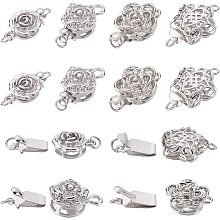 CHGCRAFT 20 Sets 4 Styles Flower Box Clasps Filigree Star Floral Box Clasp Filigree Pearl Clasps for DIY Pearl Necklace Bracelet Making