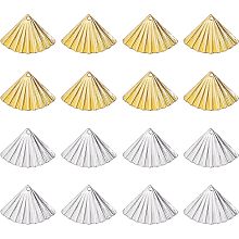 FINGERINSPIRE 32 Pcs Fan Charm Pendants Silver & 18K Gold Plated Fan Shape Charms 0.6x0.8 inch Brass Fan Charms Pendants for Earring Necklace Bracelets Jewelry DIY Making