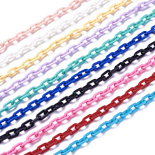 ARRICRAFT ABS Plastic Cable Chains, Oval, Mixed Color, 13.5~14x8x2mm, 14.9 inches~15.35 inches(38~39cm)/strand