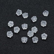 Honeyhandy Eco-Friendly Plastic Ear Nuts, Earring Backs, Flower, Clear, 4x4x2.5mm, Hole: 0.5mm, about 9500pcs/bag