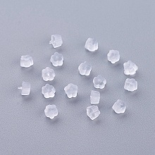 Honeyhandy Plastic Ear Nuts, Earring Backs, Flower, Clear, 4.5x3mm, Hole: 0.3mm