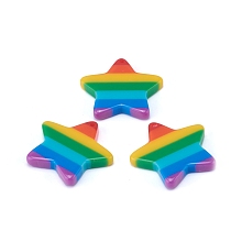 Honeyhandy Plastic Stripe Pendants, Rainbow Star Charms, Colorful, 26x26x4mm, Hole: 1.5mm