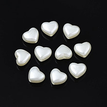 Honeyhandy ABS Plastic Imitation Pearl Beads, Heart, Seashell Color, 8x9x5mm, Hole: 1.5mm, about 2590pcs/500g