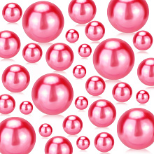 PandaHall Elite ABS Plastic Imitation Pearl Beads, No Hole, Round, Fuchsia, 10~30mm, 150pcs/set