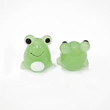 Honeyhandy Handmade Lampwork Beads, Frog, Green, 14~16x14~16mm, Hole: 2mm