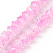 Transparent Glass Beads Strands, Flower, Pearl Pink, 11~12x7.5~8mm, Hole: 1.4mm, about 50pcs/strand, 11.42''(29cm)