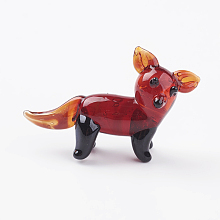 Honeyhandy Home Decorations, Handmade Lampwork Display Decorations, Fox, Red, 35x9x23mm