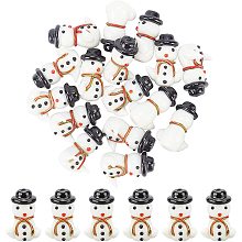 Arricraft 20 Pcs Christmas Snowman Beads, Handmade Lampwork Beads Spacer, Glass Beads for Jewelry Making, White