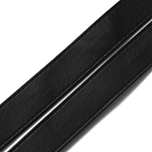 GORGECRAFT Flat PU Imitation Leather Cord, for Bag Decor, Black, 25x2~2.5mm