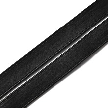 GORGECRAFT Flat PU Imitation Leather Cord, for Bag Decor, Black, 20x2~2.5mm