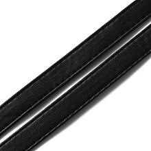 GORGECRAFT Flat PU Imitation Leather Cord, for Bag Decor, Black, 15x2~2.5mm