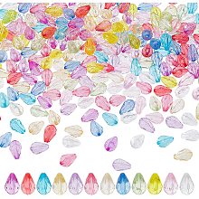 AHANDMAKER 240 Pcs Teardrop Faceted Acrylic Beads, 12 Colors Transparent Waterdrop Crystal Pendant Beads Rainbow AB Color Spacer Beads for Valentine's Day DIY Craft and Jewelry Making, Hole: 1.5mm