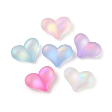 Honeyhandy Transparent Spray Painted Acrylic Beads, Heart, Mixed Color, 16x22x8mm, Hole: 1.6mm