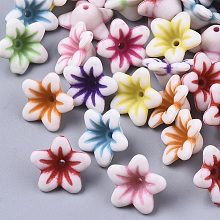 Honeyhandy Craft Style Acrylic Beads, Flower, Mixed Color, 13x13x7mm, Hole: 1.2mm, about 2050pcs/500g