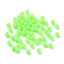 Honeyhandy Fluorescent Acrylic Beads, Round, Green Yellow, 6mm, Hole: 1.5mm, about 3850pcs/500g