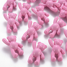 Honeyhandy Opaque Acrylic Pendants, Bear, Pearl Pink, 37x28x13mm, Hole: 2.5mm, about 133pcs/500g