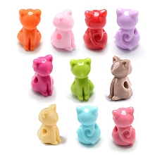 Honeyhandy Opaque Acrylic Kitten Beads, Cat/Kitten, Mixed Color, 14.5x8.5x9.5mm, Hole: 2.5mm, about 860pcs/500g