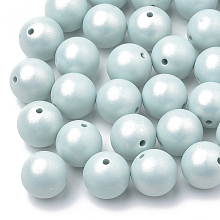 Honeyhandy Spray Painted Style Acrylic Beads, Rubberized, Round, Pale Turquoise, 10mm, Hole: 1.5mm, about 950pcs/500g