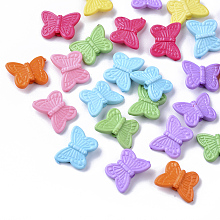 Honeyhandy Opaque Acrylic Beads, Butterfly, Mixed Color, 14.5x11x4mm, Hole: 1.5mm, about 2000pcs/500g