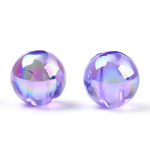 Honeyhandy Transparent Acrylic Beads, AB Colors Plated, Round, Blue Violet, 8mm, Hole: 2mm